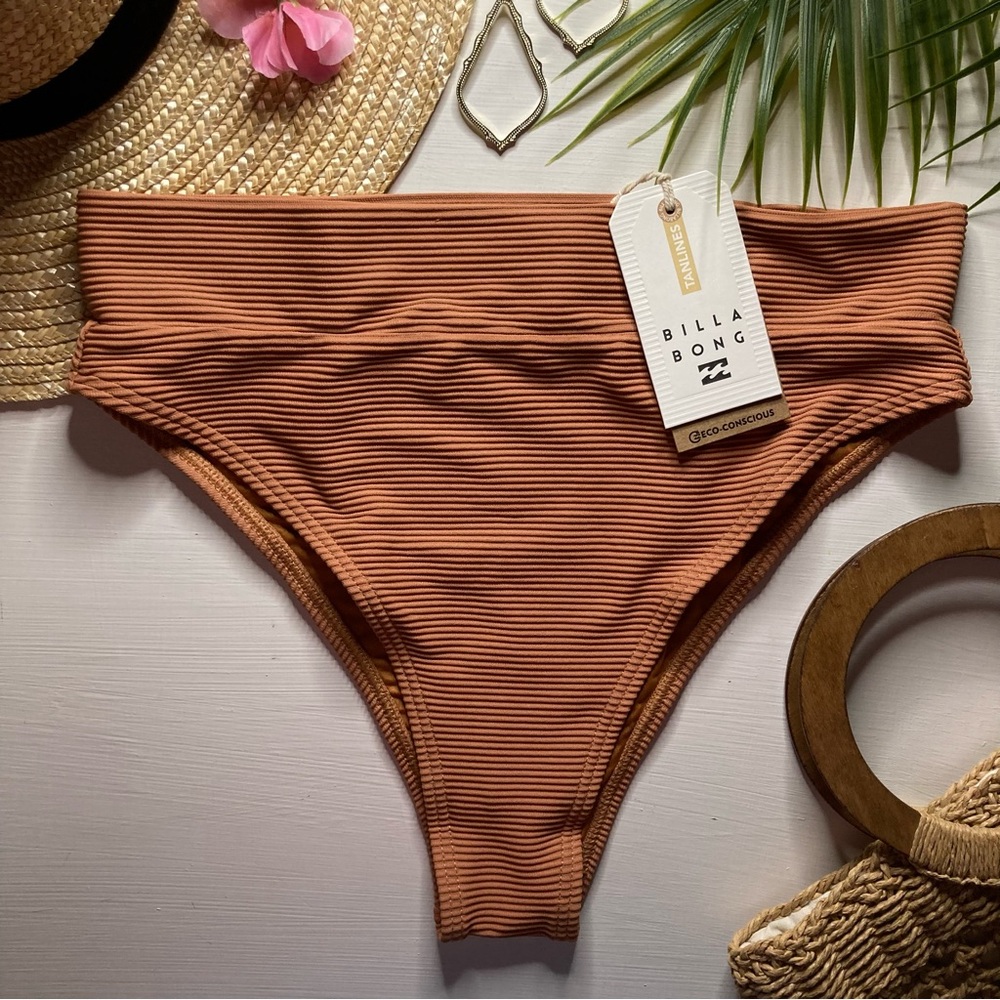 Billabong 🥥 Tanlines Brown Ribbed High Rise Bikini Bottoms 👙☀️